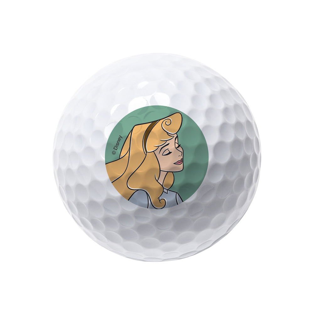 Golf ball with a Sleeping Beauty's Aurora on a white background