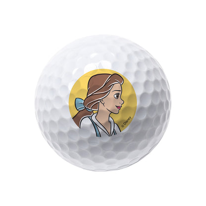 Golf ball with Beauty and the Beast's Belle on a white background
