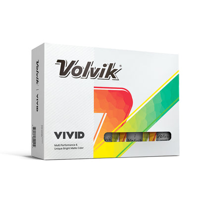 Volvik Vivid golf ball box with colorful design on a white background